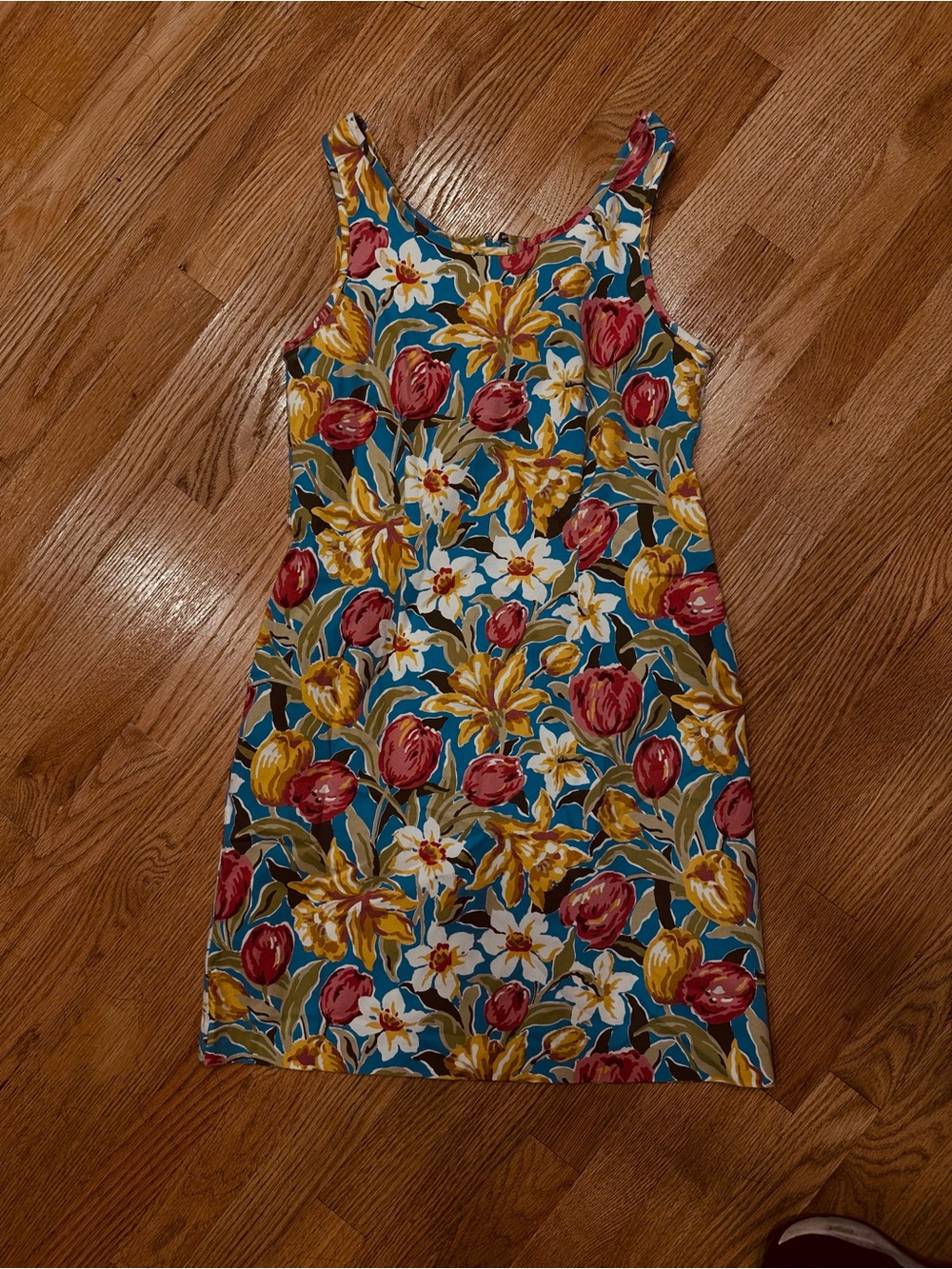 Vintage Laura Ashley Dress - Mustard & Red Blooms Print Sz 8